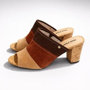 Hush Puppies Women’s Mora Malia Tri-Colored Suede Peep-toe heeled Mules